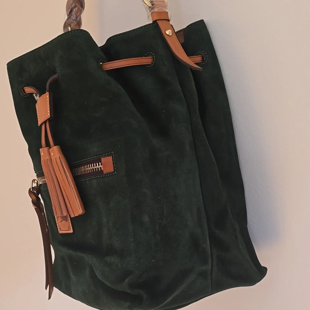Dooney & Bourke Green Suede Bucket Bag - Picture 8 of 16